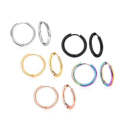 Stainless Steel Hoop Earrings for Women | Hypoallergenic Round Hinged Hoops - 12/14/16mm
