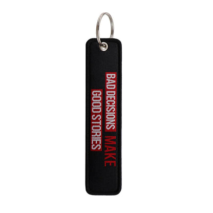 No Risk No Fun Embroidery Keychain | Motorcycle Key Fob Gift