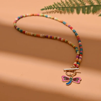 4mm Colorful Stone Choker Necklace for Women | Round Evil Charm Pendant