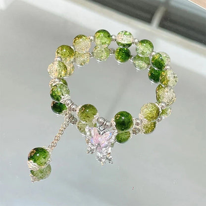 Crystal Butterfly Pendant Bracelet | Colorful Glass Bead Jewelry for Women