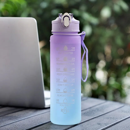 WRELS 900ml Sports Water Bottle with Time-Tracking Straw | Leak Proof Hydration Companion