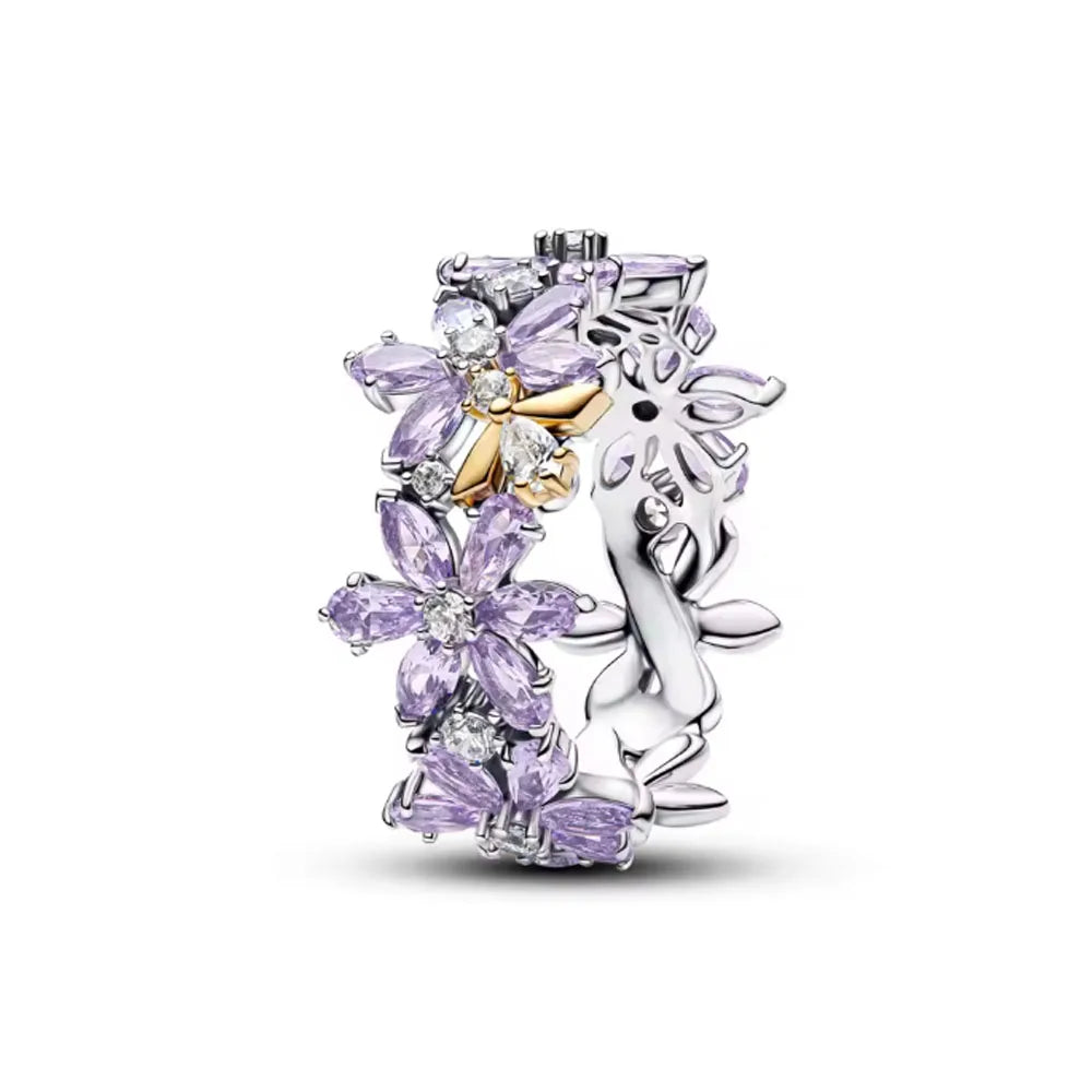 925 Sterling Silver Heart-Shaped Butterfly Flower Ring | Exquisite Charm Jewelry for Her