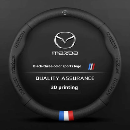 3D Embossing Leathe Car Steering Wheel Cover For Mazda 3 5 6 SKYACTIV Axela Atenza CX30 CX5 CX8 CX9 MX5 RX8 RX7 BT50 Accessories