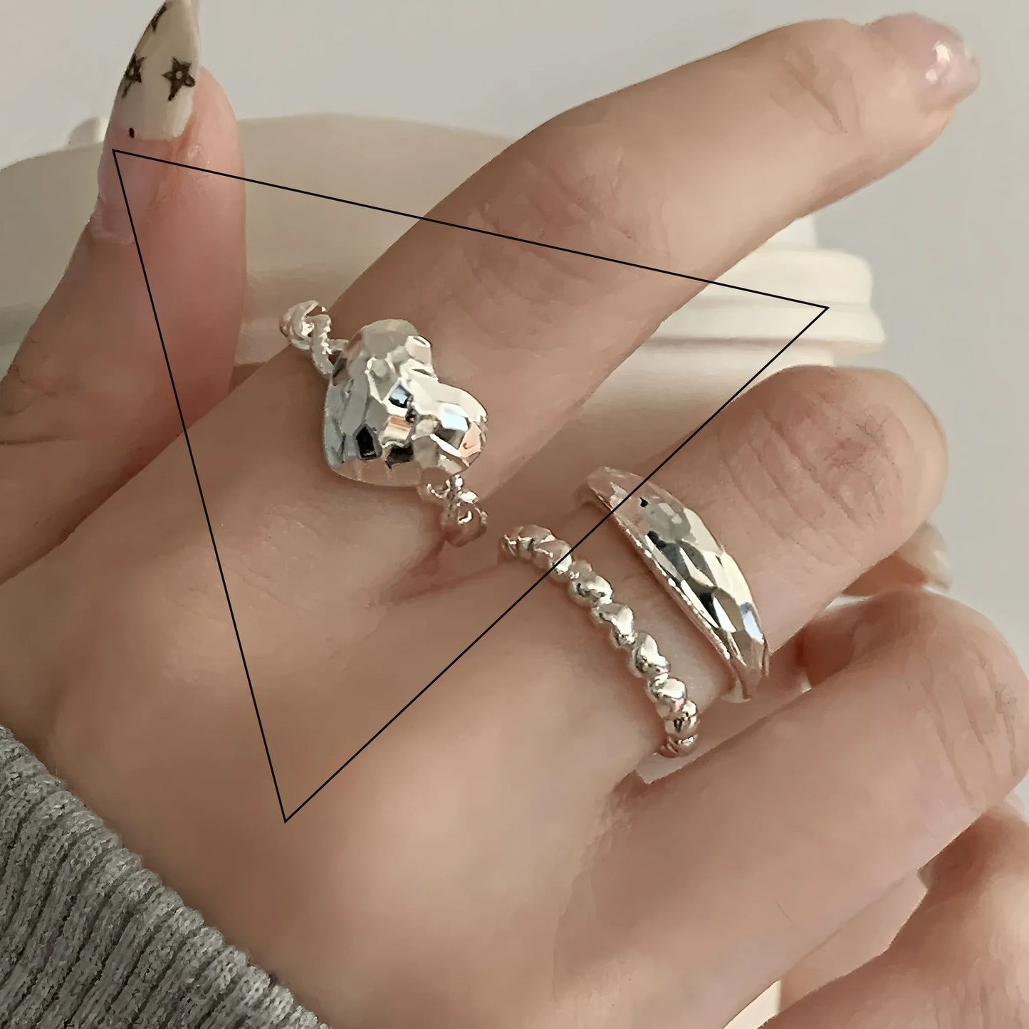 VENTFILLE 925 Sterling Silver Flower Lace Ring | Korean Fashion Adjustable CZ Ring