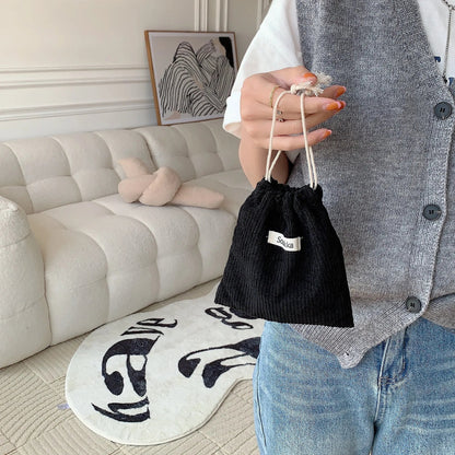 Small Corduroy Drawstring Pouch | Multi-Purpose Storage Bag for Women and Girls