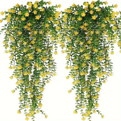 3pcs, Artificial Hanging Plants Fake Hanging Plant Faux Eucalyptus Leaf Greenery Vine Outdoor UV Resistant Plastic Plants