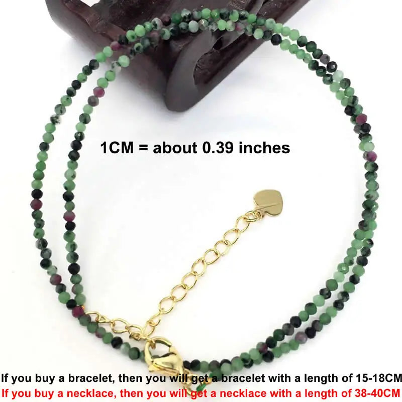 Faceted Gemstone Beaded Necklace and Bracelet Set | Natural Crystal Choker Jewelry for Men and Women