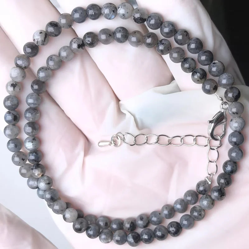 Natural Stone Bead Adjustable Necklace | Agate Opal Tigers Eye Quartz Crystal Jewelry