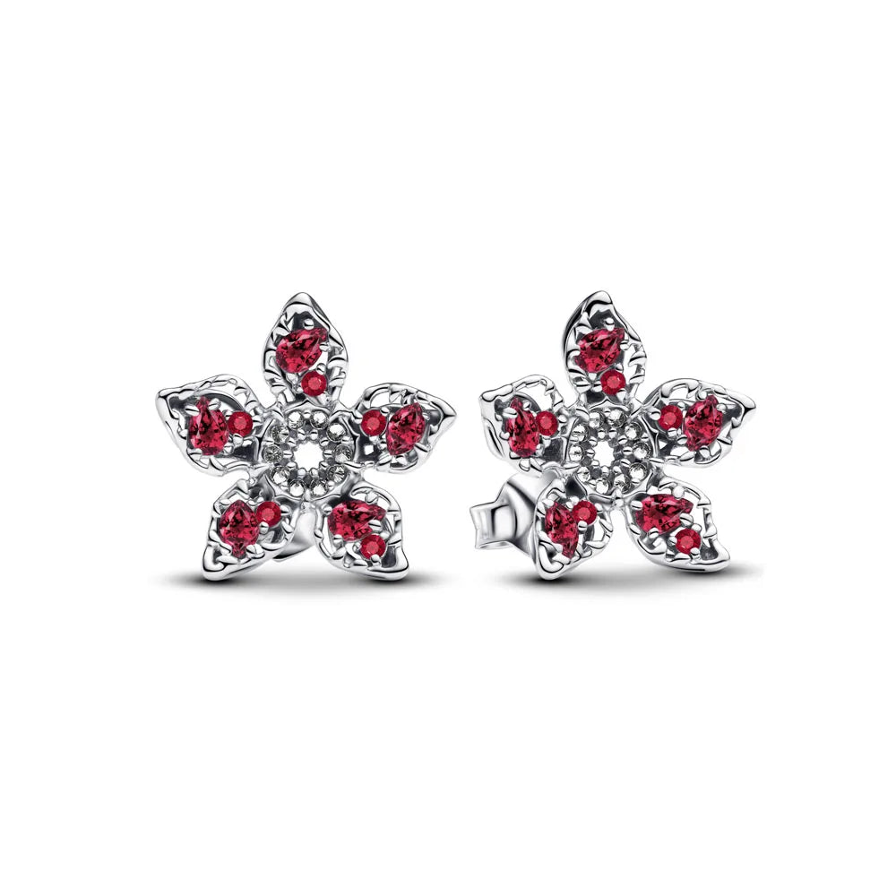 925 Sterling Silver Snowflake Heart Earrings | Fine Stud Earrings for Women