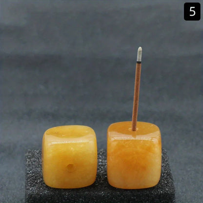 Natural Agate Stone Incense Holder | Square Wire Stick Incense Burner with Unique Pattern