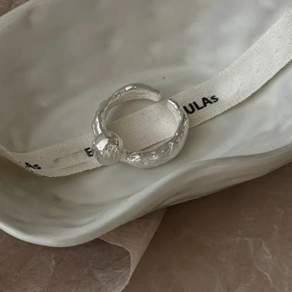 925 Sterling Silver Frosting Geometry Ring | Textured Wide Band for Women