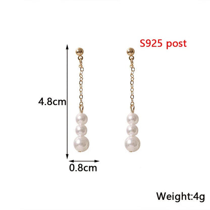 White Flower & Butterfly Dangle Earrings – Acrylic Pearl Heart Jewelry