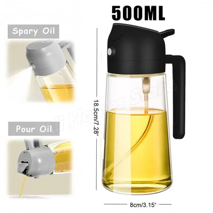 2 in 1 Oil Sprayer and Dispenser Bottle | Cooking Oil Spray Bottle for BBQ, Air Fryer, and Salad