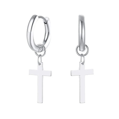 Stainless Steel Cross Earrings for Men | Religious Stud Earrings