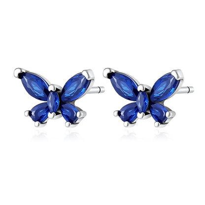 925 Silver Heart and Butterfly Stud Earrings | Elegant Fine Jewelry Gift for Women