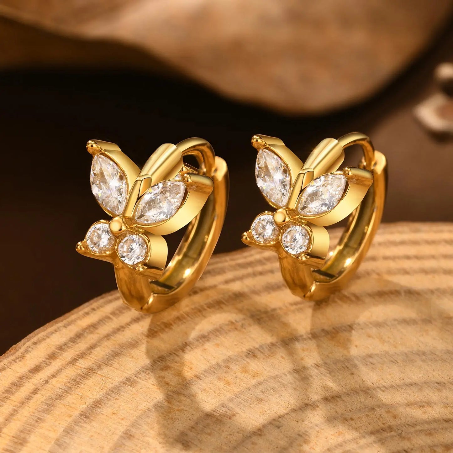 Heart-Shaped Zircon Earrings for Women | Stainless Steel Gold Hoop Earrings