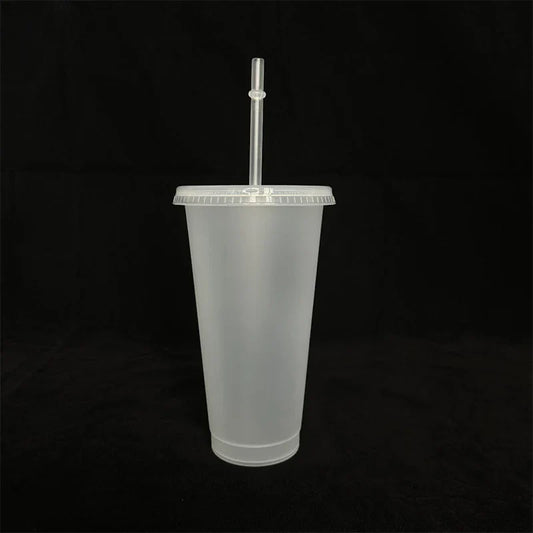 710ml Color Changing Straw Mug | Insulated Reusable Plastic Cup with Lid