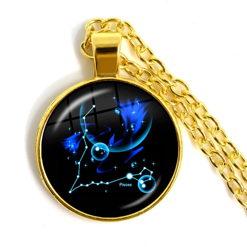 Zodiac Necklace Silver Plated | 12 Constellation Pendant Jewelry
