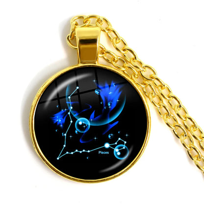 Zodiac Necklace Silver Plated | 12 Constellation Pendant Jewelry