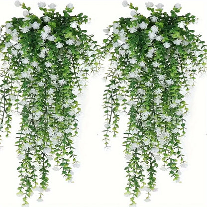 3pcs, Artificial Hanging Plants Fake Hanging Plant Faux Eucalyptus Leaf Greenery Vine Outdoor UV Resistant Plastic Plants