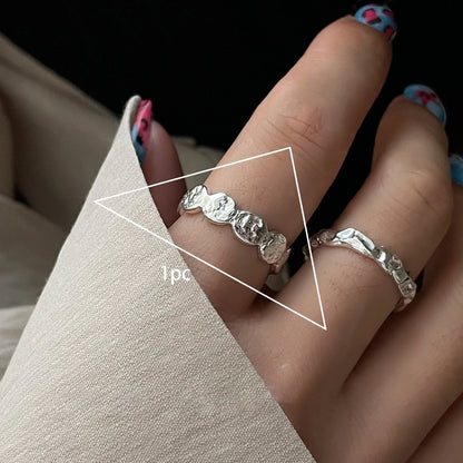 925 Sterling Silver Frosting Geometry Ring | Textured Wide Band for Women