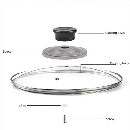 16-32cm Tempered Glass Pot Cover Visible Pot Cover Anti-Scalding Circular Frying Pot Cover Cooking Utensils Kitchen Accessories