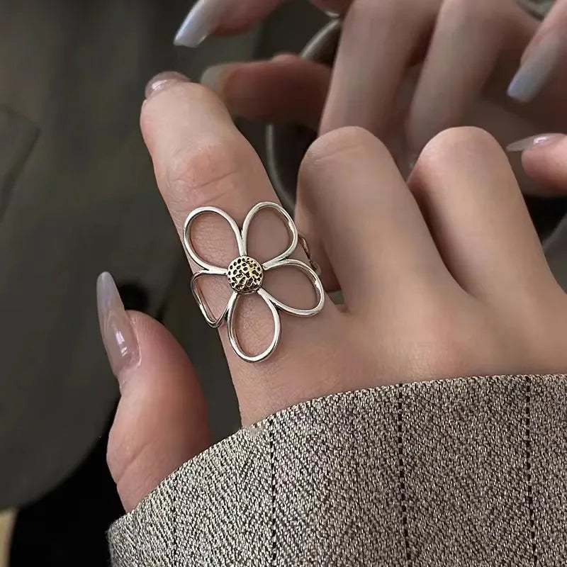 VENTFILLE 925 Sterling Silver Adjustable Rings | Vintage Hip Hop Couples Jewelry