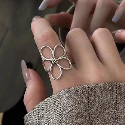 VENTFILLE 925 Sterling Silver Adjustable Rings | Vintage Hip Hop Couples Jewelry