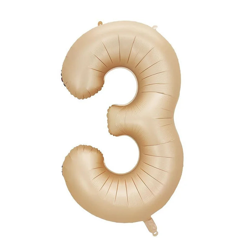 Cream Foil Number Balloons 1-9 Set | Large Digital Birthday Party Decor