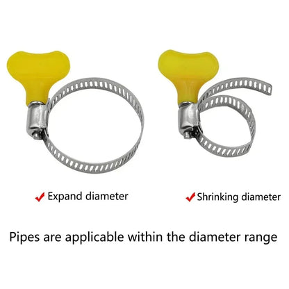 5 Pcs 8-44mm Adjustable Yellow Plastic Handle Hose Clamps | Stainless Steel Worm Drive Pipe Clips