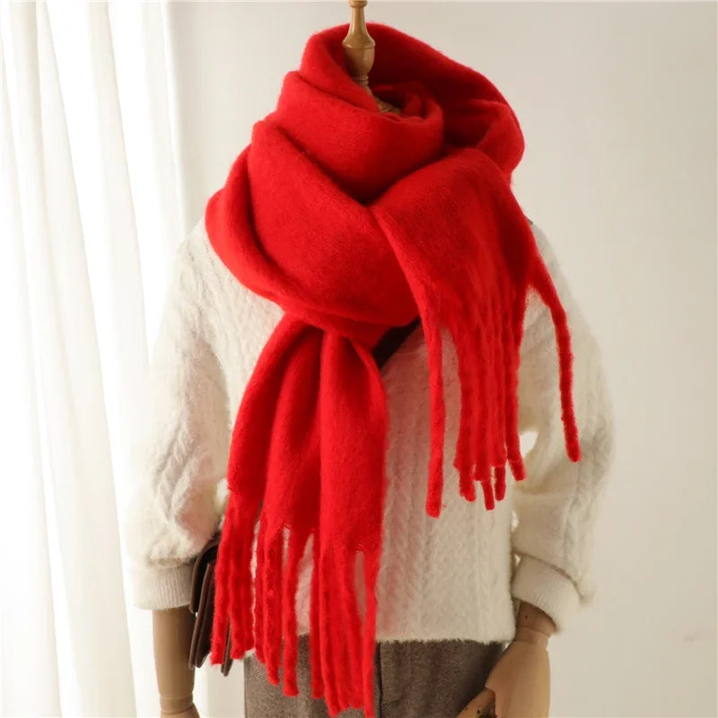 Women's Cashmere-Feel Long Tassel Scarf Shawl - Pashmina Blanket Wrap 94 in (240 cm) Thick Soft Winter Wrap