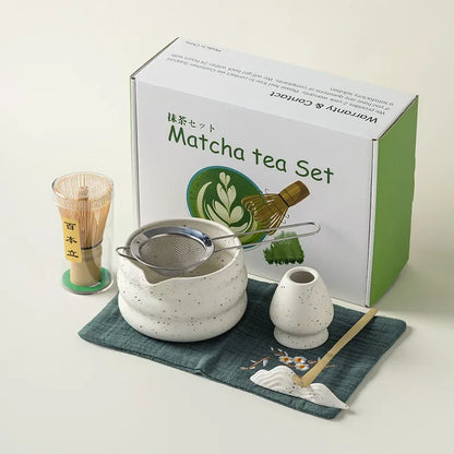 4/5/7pcs Matcha Set Ceramic Tea Bowl Traditional Japanese Tea Making Tools matcha- tea set tea- whisk bamboo matchas brush set
