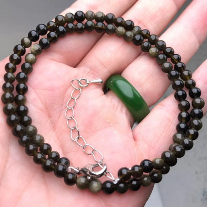 Natural Stone Bead Adjustable Necklace | Agate Opal Tigers Eye Quartz Crystal Jewelry