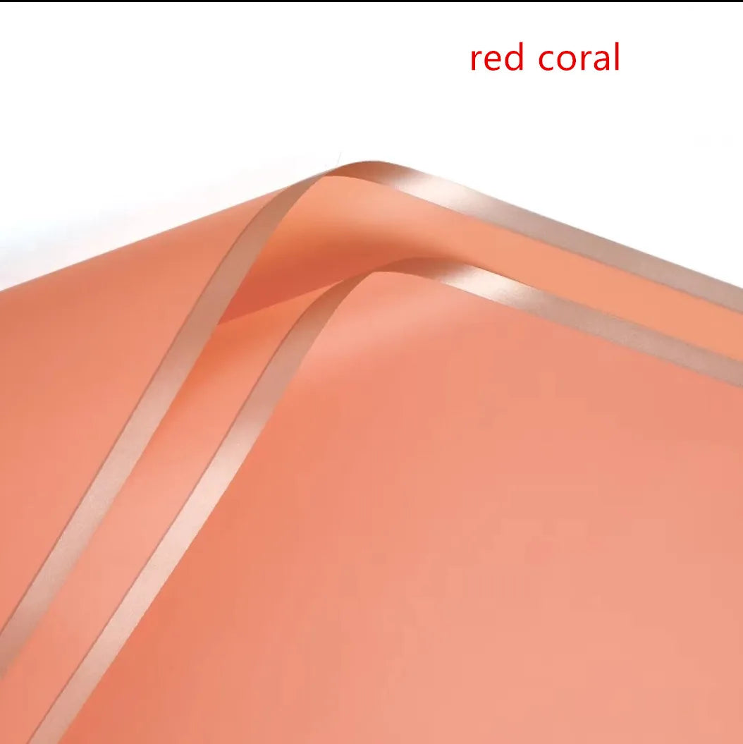 5pcs Flower Wrapping Paper with Golden Border | Korean Style Half Transparent Gift Packing for Florist Bouquet