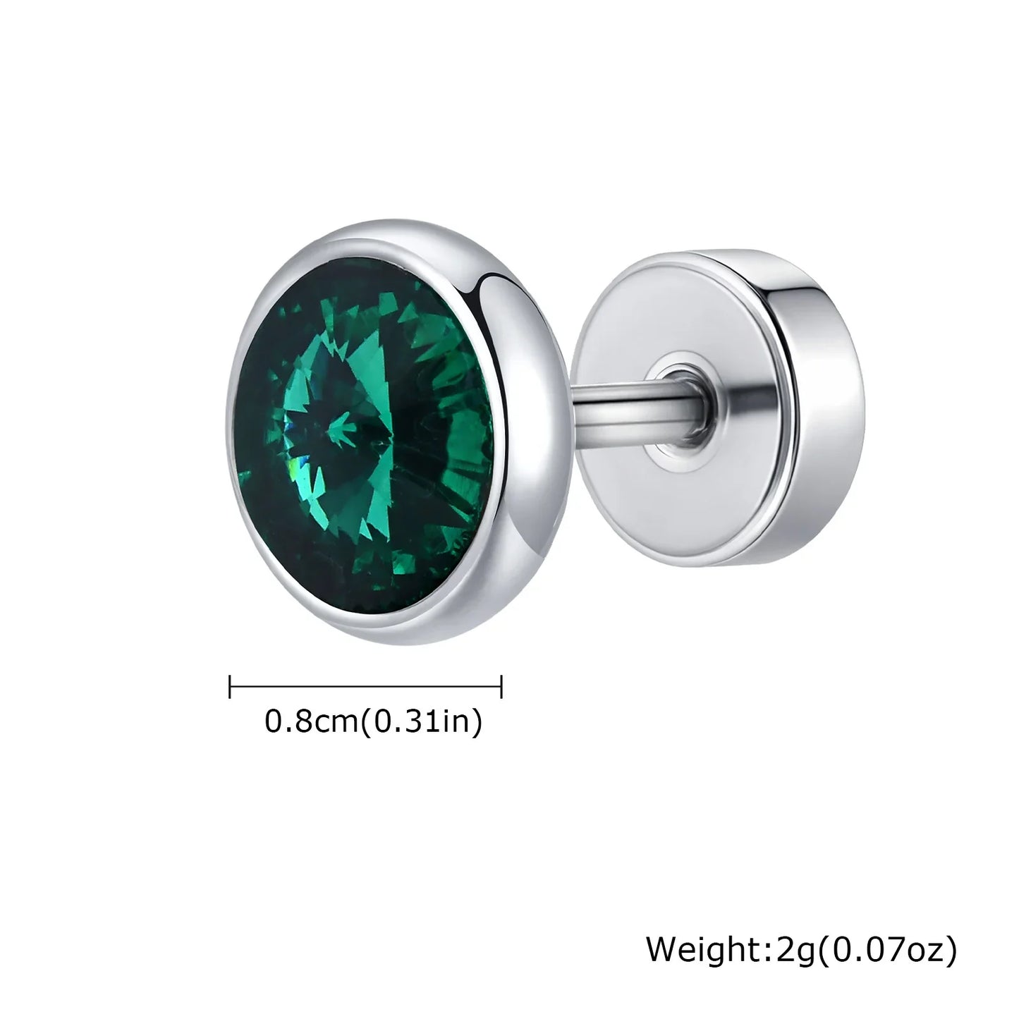 Stainless Steel Men’s Earrings | 8mm Multi-Faceted Screw Back Stud