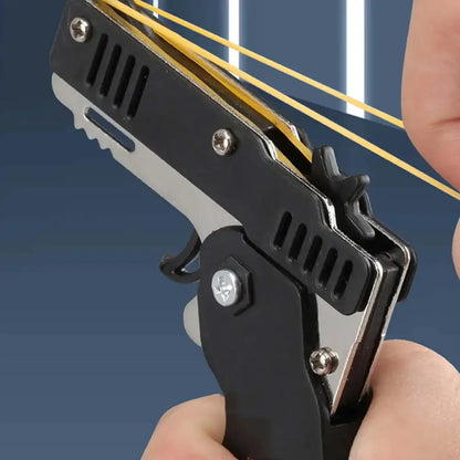 Metal Rubber Band Gun Keychain | Mini Shooting Toy for Outdoor Fun