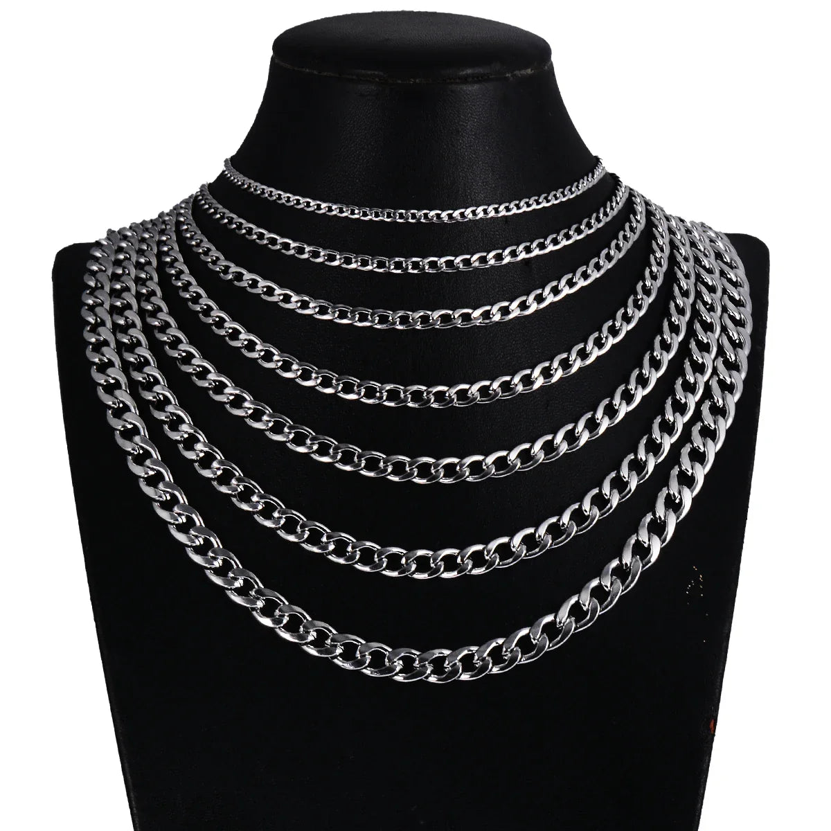 Stainless Steel Curb Cuban Link Chain Necklace | Unisex Punk Choker Jewelry