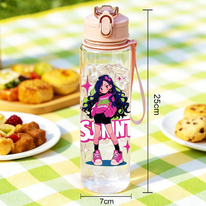 1 Piece 750ml (26 fl oz) Anime Girl Straw Cup | Summer Water Bottle