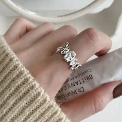 VENTFILLE 925 Sterling Silver Adjustable Rings | Vintage Hip Hop Couples Jewelry