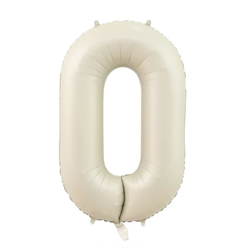 Cream Foil Number Balloons 1-9 Set | Large Digital Birthday Party Decor