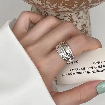 PANJBJ Real 925 Sterling Silver Retro Round Ring | Vintage Fine Jewelry for Women