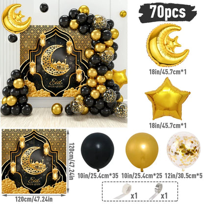 Eid Mubarak Background Balloon Set Ramadan Kareem Decoration Ramadan Mubarak Muslim Islamic Festival Party Supplies 2025