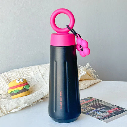 450ml 316 Stainless Steel Vacuum Insulated Water Bottle with Sunflower Pendant | Unisex Thermos for Hot & Cold Drinks