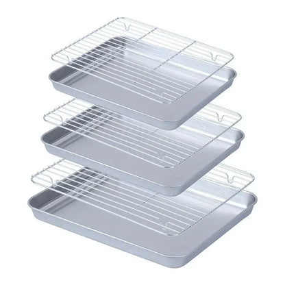 304 Wire Steaming Kebab Barbecue Mesh Rack BBQ Grill Mesh Net Carbon Stainless Steel deep Square Plate cafeteria Storage trays