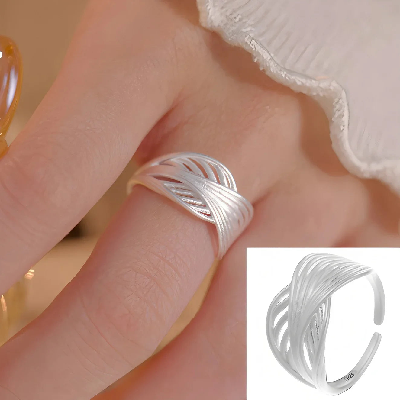 PANJBJ Real 925 Sterling Silver Retro Round Ring | Vintage Fine Jewelry for Women