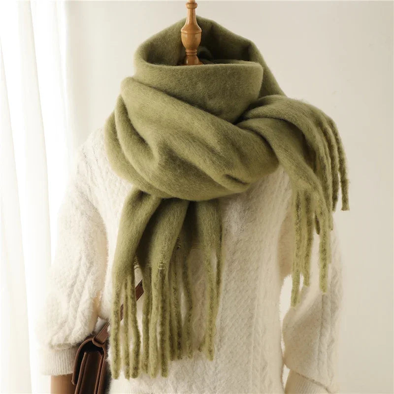 Women's Cashmere-Feel Long Tassel Scarf Shawl - Pashmina Blanket Wrap 94 in (240 cm) Thick Soft Winter Wrap