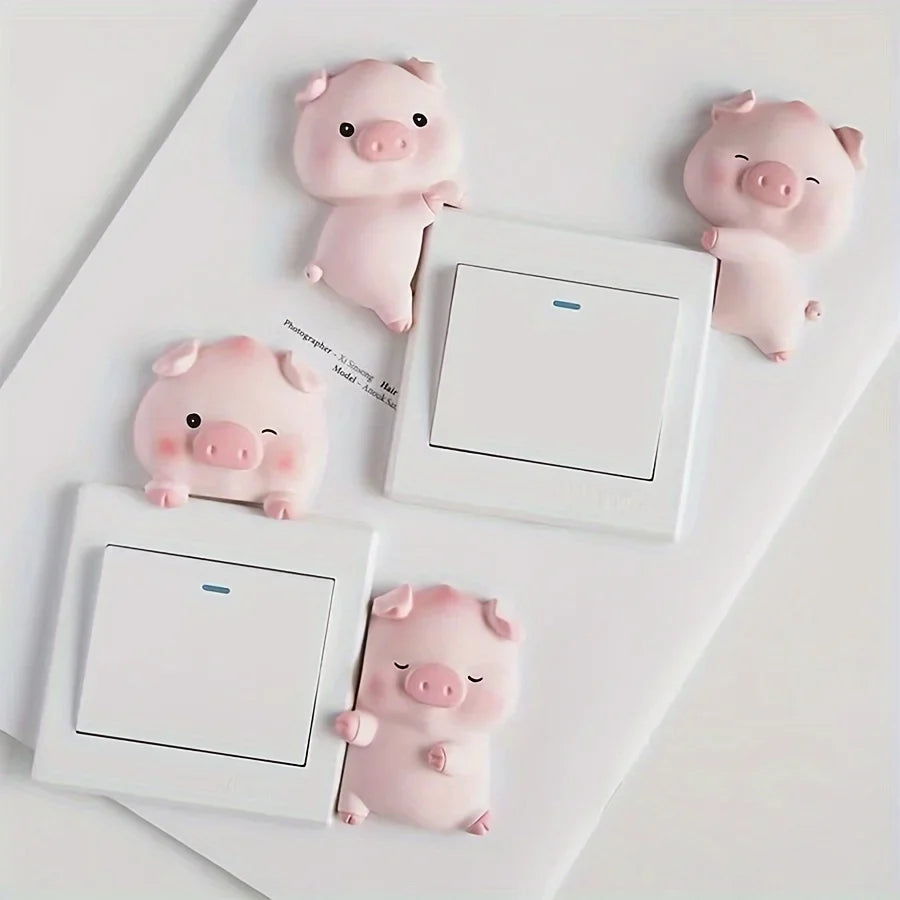 3D Cartoon Pig Light Switch Cover | Sweet Pink Animal Wall Decor
