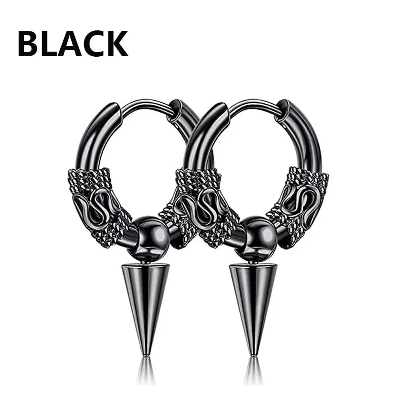 Punk Stainless Steel Stud Earrings Set | Unisex Hip Hop Piercing Jewelry