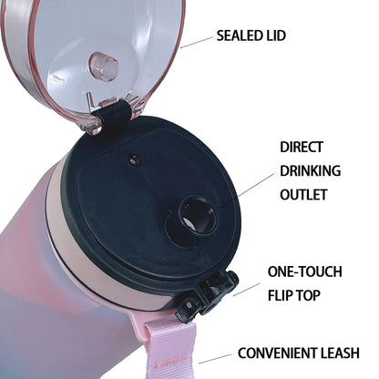 Large Capacity Motivational Sports Water Bottle | Leak Proof Reusable Cup for Gym Outdoor Travel