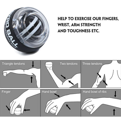 Self-Starting Wrist Gyro Ball Power Trainer Forearm Exerciser - Wrist Strengthening Device for Arm And Finger Muscle Training